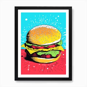 Retro Hamburger Colour Pop 1 Art Print