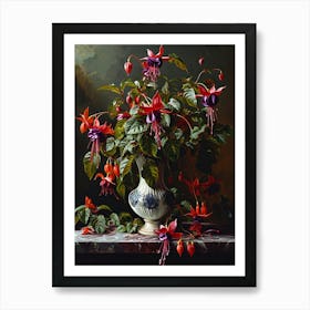 Baroque Floral Still Life Fuchsia 3 Art Print