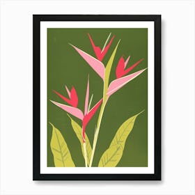 Pink & Green Heliconia 1 Art Print