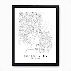 Copenhagen Denmark Street Map Minimal Art Print