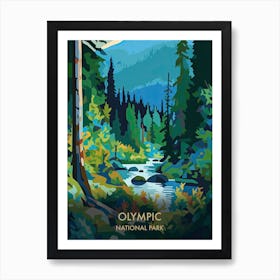 Olympic National Park Travel Poster Matisse Style 8 Art Print