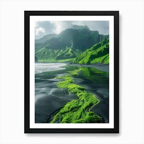 Black Sand Beach In Iceland Art Print