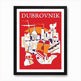 Dubrovnik, Collage of Tourist Attractions Art Print