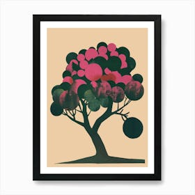 Plum Tree Colourful Illustration 4 Art Print