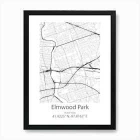 Elmwood Park,United States Minimalist Map Art Print