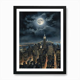 New York's Skyline, Silhouetted Art Print