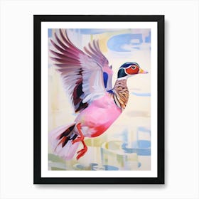 Pink Ethereal Bird Painting Wood Duck 1 Art Print