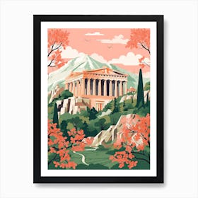 The Parthenon   Nashville, Usa   Cute Botanical Illustration Travel 5 Art Print