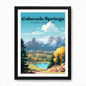 Colorado Springs United States Mountain Travel Art Illustration Art Print