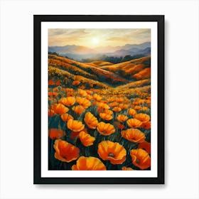 Poppies At Sunset Art Print