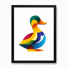 Colourful Geometric Bird Duck 3 Art Print