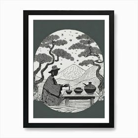 A Tea Ceremony In A Tranquil Garden Setting Ukiyo-E Style Art Print