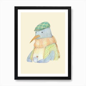 Penguin and Snow white cocktail Art Print