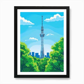 Tokyo Skytree 3 Colourful Illustration Art Print