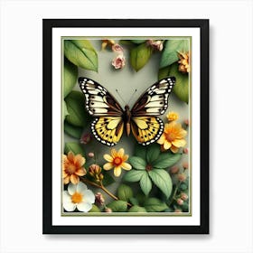 Butterfly On A Flower 4 Art Print