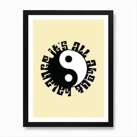 Yin Yang - It's All About Balance - Typography - Retro- Vintage - Art Print - Cream Art Print