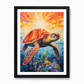 Sea Turtle And The Sunset 1 Art Print