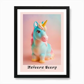 Pastel Toy Unicorn Portrait 3 Poster Art Print