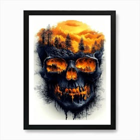 Skull In The Forest Art Print