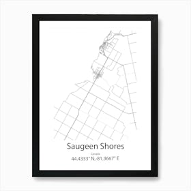 Saugeen Shores,Canada Minimalist Map Art Print