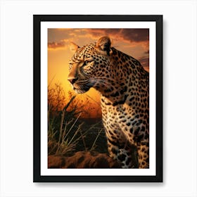 African Leopard Sunset Portrait 3 Art Print