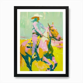 Blue And Yellow Cowboy Painting 2 Art Print