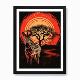 Sunset Zebra Art Print