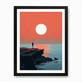 Sunset Over The Ocean, Minimalism Art Print