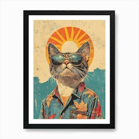 Vintage Retro Poster Cool Cat 18 Art Print