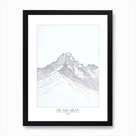 Huascaran Peru Line Drawing 4 Poster Art Print