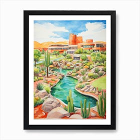 Sanctuary On Camelback Mountain Resort & Spa   Scottsdale, Arizona   Resort Storybook Illustration 1 Art Print