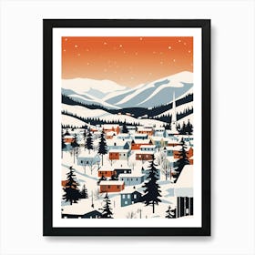Retro Winter Illustration Troms Norway Art Print