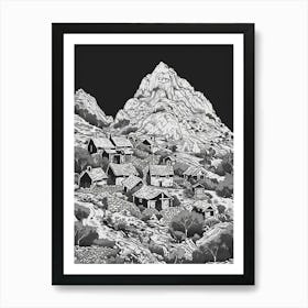 Y Garn Mountain Line Drawing 5 Art Print