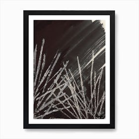 Black And White Ink Silver Leaf Art Print