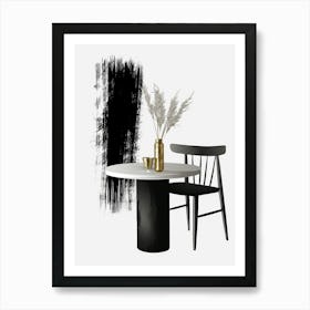 Black And White Dining Room Art Print