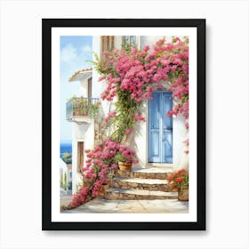 Amalfi, Italy   Mediterranean Doors Watercolour Painting 4 Art Print