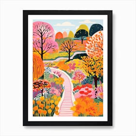 New York Botanical Garden, Usa In Autumn Fall Illustration 3 Art Print