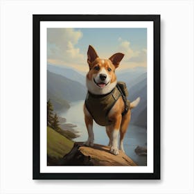 Dog Standing On A Mountain Art Print