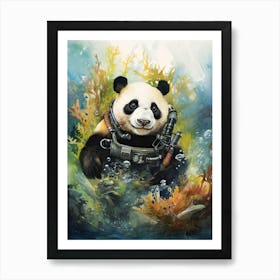 Panda Art Tasting Wine Watercolour 4 Art Print