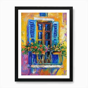 Balcony Painting In Athens 4 Art Print