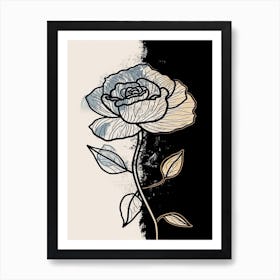 Line Art Roses Flowers Illustration Neutral 19 Art Print