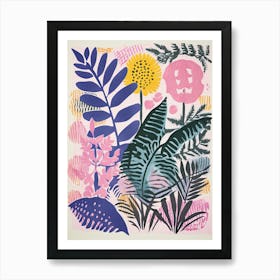 Colourful Botanical Risograph Style 33 Art Print