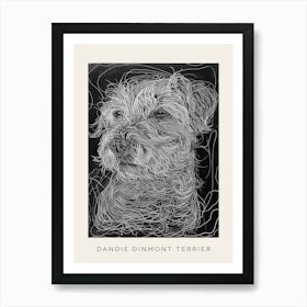 Dandie Dinmont Terrier Dog Line Sketch 2 Poster Art Print