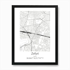 Zefyri,Greece Minimalist Map Art Print