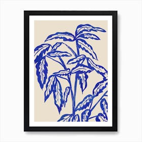 Minimal Blue Plant Art Print