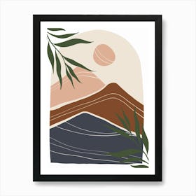 Mountains And Leaves Art Print