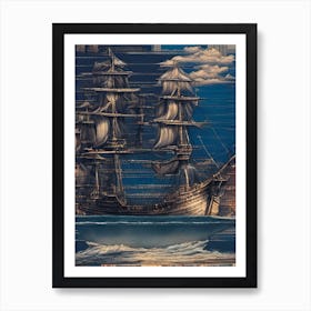 Pirate Ship In The Sea Art Print