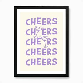 Cheers Cocktail Drinks in Lavender Purple and White Art Print