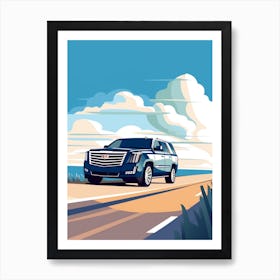 A Cadillac Escalade In Causeway Coastal Route Illustration 3 Art Print