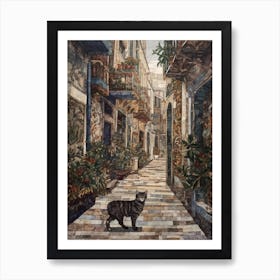 Painting Of Venice With A Cat In The Style Of William Morris 4 Art Print